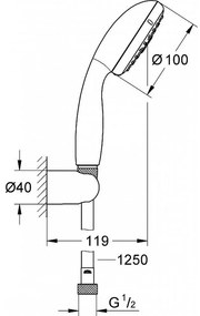 Para de dus cu furtun si suport Grohe, New Tempesta 100