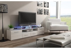 Masă TV + Dulap Blaise (Alb + Alb lucios) (iluminat LED Alb). 1058808