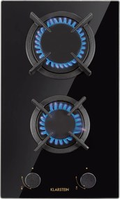 Klarstein Goldflame Domino, plită pe gaz, 2 arzătoare din aramă, ceramică din sticlă