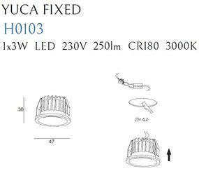 Spot LED incastrabil tavan fals YUCA FIXED negru H0103 MX