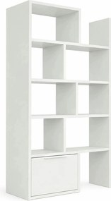 Biblioteca PACO, alb, PAL laminat, 74/130x29x188 cm