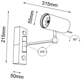 Lampă de perete FUSSA 1xGU10/15W/230V neagră Shilo 2209