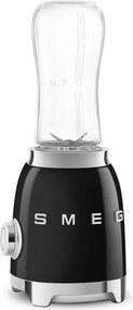 Blender Smeg PBF01BLEU, 300 W, 2 x 600 ml, 20 000–24 000 rpm, Baza antiderapanta, Fara BPA, Otel inoxidabil, Negru