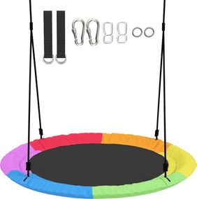 AIYAPLAY Leagăn de Copac, Leagăn Tip Cuib pentru Copii Ø120 cm cu Frânghii Reglabile și Curele, Joacă în Aer Liber pentru Copii 3-8 Ani, Capacitate 300 kg, Multicolor | Aosom Romania