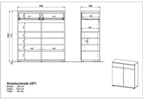 Pantofar în decor de fag cu sertare Lissabon - Germania