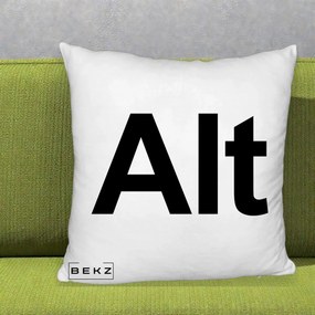 Perna Personalizata Tasta Alt Tipografie Bold, 40x40 cm, Alb Pufos, Husa Detasabila, Perna Inclusa, BEKZ®