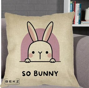 Perna Decorativa So Bunny Kawaii, 40x40 cm, Crem, Husa Detasabila, Perna Inclusa, BEKZ®