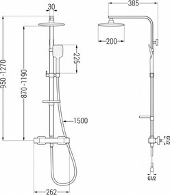 Mexen CQ62 set de duș montat pe perete cu cap de duș și baterie termostatică, crom - 772506295-00