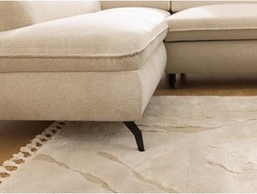 Colțar bej cu tapițerie din chenille (cu colț pe partea stângă/în formă de ”L”) Marbeya – Ropez