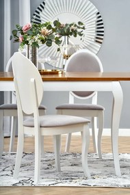 Set masa extensibila Windsor stejar inchis/alb L160-240 cm + 4 scaune Velo gri/alb