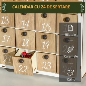 Calendar de Advent, Calendar de Craciun in forma de carte cu decoratiuni tematice, calendar pentru cadouri de Craciun HOMCOM | Aosom Romania