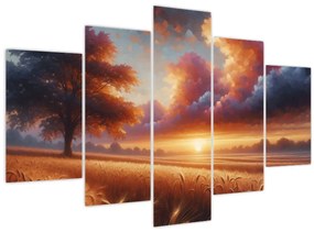 Tablou – Apus de soare pe câmp (150x105 cm)