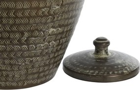 Vază decorativă tibor patinată verde din aluminiu cu structură din aluminiu, "Verdaro"
