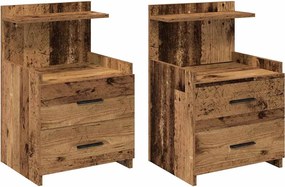 vidaXL Noptiere 2 buc. cu 2 sertare, lemn vechi, 40x36,5x62 cm