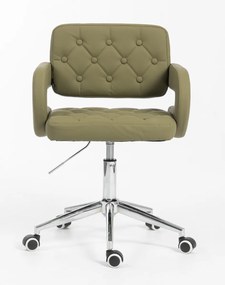 HR8403K Scaun Khaki Piele Ecologica Premium Soft cu Bază Cromata