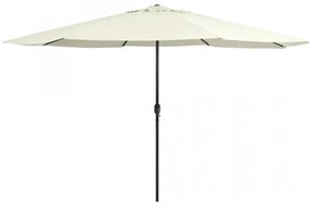 Umbrelă de soare de exterior, stâlp metalic, alb nisipiu 400 cm