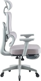 Scaun ergonomic, cotiere 3D, suport lombar adaptiv, spătar reglabil pe inaltime, tetiera 3D, suport pentru picioare, pivotant, Mesh, Gri
