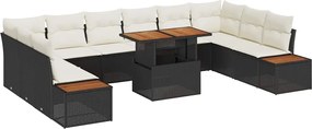 vidaXL Set de masă pentru grădină cu pernă 11 pcs Negru și Bej