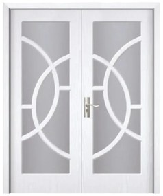 Usa Dubla de Interior din MDF Novo Doors ND220, Geam Sablat, Cadru din Lemn Masiv, KIT COMPLET, Toc , Manere si balamale incluse (Culoare: Gri,