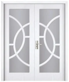 Usa Dubla de Interior din MDF Novo Doors ND220, Geam Sablat, Cadru din Lemn Masiv, KIT COMPLET, Toc , Manere si balamale incluse (Culoare: Stejar