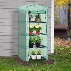 Sera gradina Outsunny pentru plante cu 4 rafturi, legume, fructe, ierburi 70x50x160cm, verde | Aosom RO