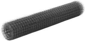 vidaXL Plasă de sârmă găini, gri, 25 x 1 m, oțel cu înveliș PVC