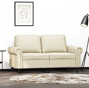 vidaXL Canapea cu 2 locuri, crem, 120 cm, piele ecologică