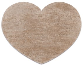 Covor lavabil modern SHAPE 3105 inima shaggy - bej, antiderapant