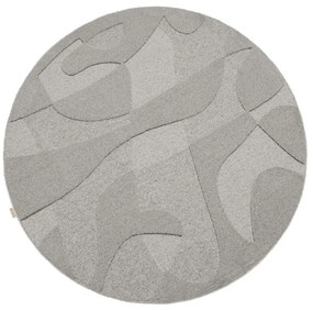 Covor gri rotund din lână ø 160 cm Morphic Botanica – Agnella