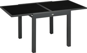 Outsunny Masă de Grădină Extensibilă cu Blat din Sticlă 80-160x80x75 cm Negru | Aosom Romania