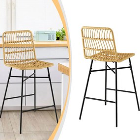 Scaune de bar din ratan sintetic, set de 2