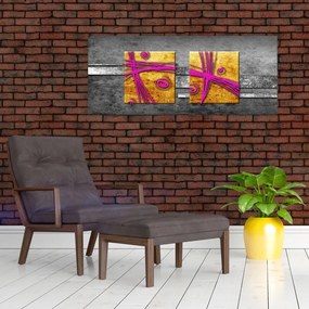 Tablou - Pătratr colorate pe fond negru (120x50 cm)