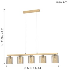 Eglo 901292 - Lustru suspendat pe cablu CASTRALVO 5xE27/28W/230V