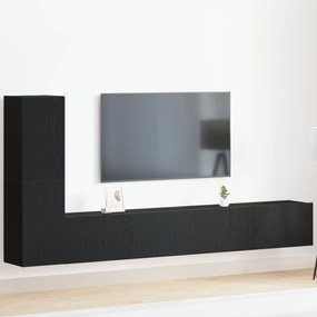 vidaXL Set mobilier TV 3 piese, montat pe perete, lemn de stejar negru