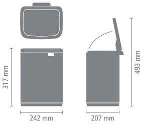 Cos de gunoi Brabantia Bo Small 1006627, 7 L, Deschidere lina si silentioasa, Baza antiderapanta, Alb