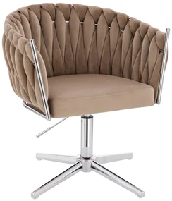 HR750CROSS Scaun Latte din Catifea cu Bază Cromata