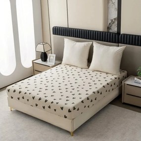 Cearsaf Cocolino microplus cu elastic HEARTINO 90x200 cm crem