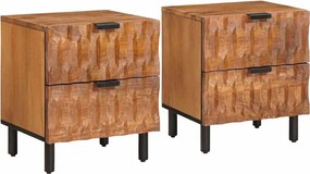 vidaXL Dulap de noapte 2 pcs Maro 40 x 33 x 46 cm Lemn de mango solid