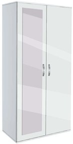 Sifonier Ava 21 cu oglinda 185 cm alb si alb lucios