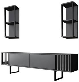 Set de mobilier pentru living Chrome, Antracit- Negru
