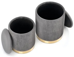 SET 2x taburet MONTY d. 36/66 cm gri/auriu