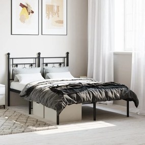 374337 vidaXL Cadru de pat metalic cu tăblie, negru, 120x200 cm
