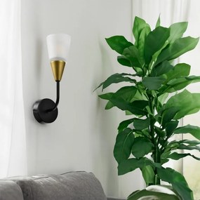 Aplică Klausen Storm AP1, Stil Clasic, Metal și Sticlă, Alb/Auriu/Negru, 27x11x8 cm, 1xE14, 9W, Ideală pentru Living, Hol sau Dormitor, Elegantă