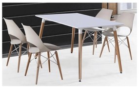 Masă de sufragerie Dirrax 5 (alb mat + fag) (pentru 2 persoane). 1116300