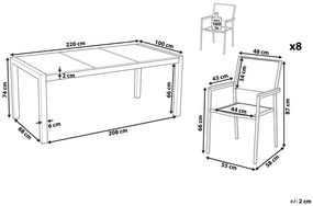 Set de masă pentru grădină Grosso (alb) (blat din sticlă 210x100 cm) (scaune albe). 1011752