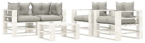Set mobilier gradina din paleti, 5 piese, perne gri taupe, lemn taupe and white, 1