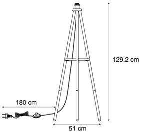 Lampă de podea scandinavă cu trepied din lemn - Lou