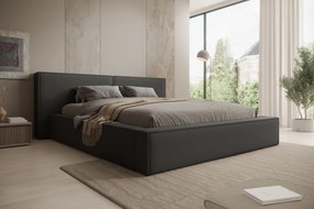 Pat tapițat Molino 160x200 cu spațiu depozitare - velur gri închis Castel 93