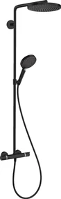 Sistem de dus Hansgrohe Raindance Select S 240 PowderRain, termostat, 1 jet, negru mat - 27633670