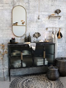 Etajeră de perete din metal, cu caneluri decorative, finisaj alamă antichizată, Arles
